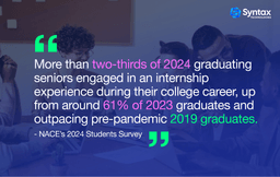 Quote highlighting the importance of internship experience from NACE's Job Outlook 2024 survey.